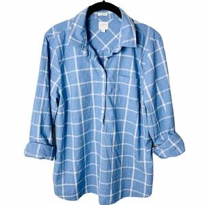 J. Crew Windowpane Perfect Fit Popover Blouse